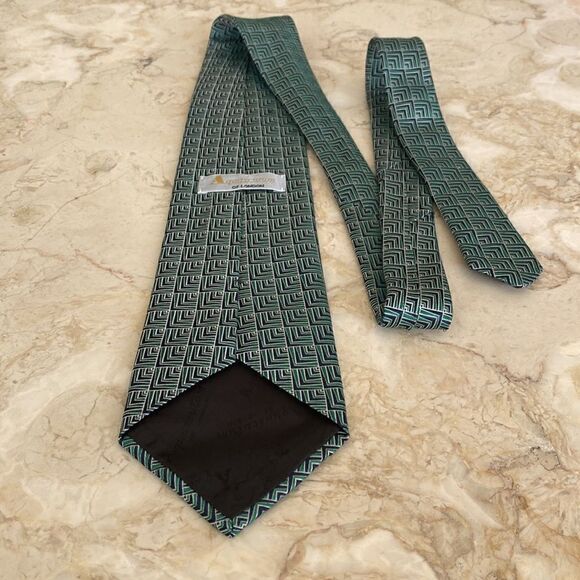 Vintage Aquascutum of London 100% Silk Tie Geometric Print - Picture 6 of 9